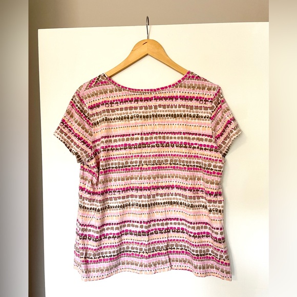 St. John’s Bay Pink Beige White Striped Tshirt Short Sleeve shirt plus size 1x - Picture 2 of 5